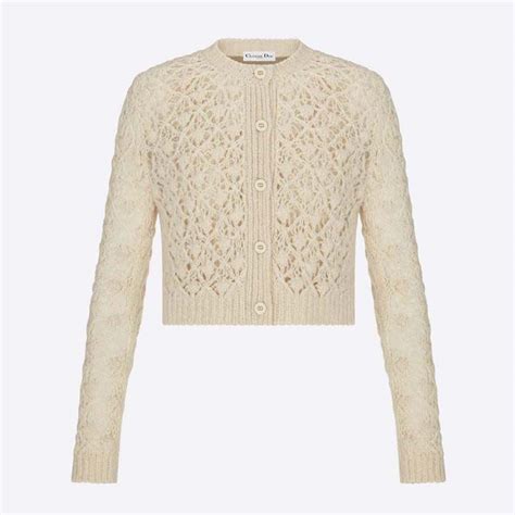 dior patchwork top|Twinset Ecru Virgin Wool, Cashmere and Silk Openwork Knit.